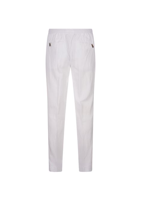 Pantaloni Soft Fit In Misto Lino Bianco PT TORINO | TTCNZA0CL1-PU31Y010